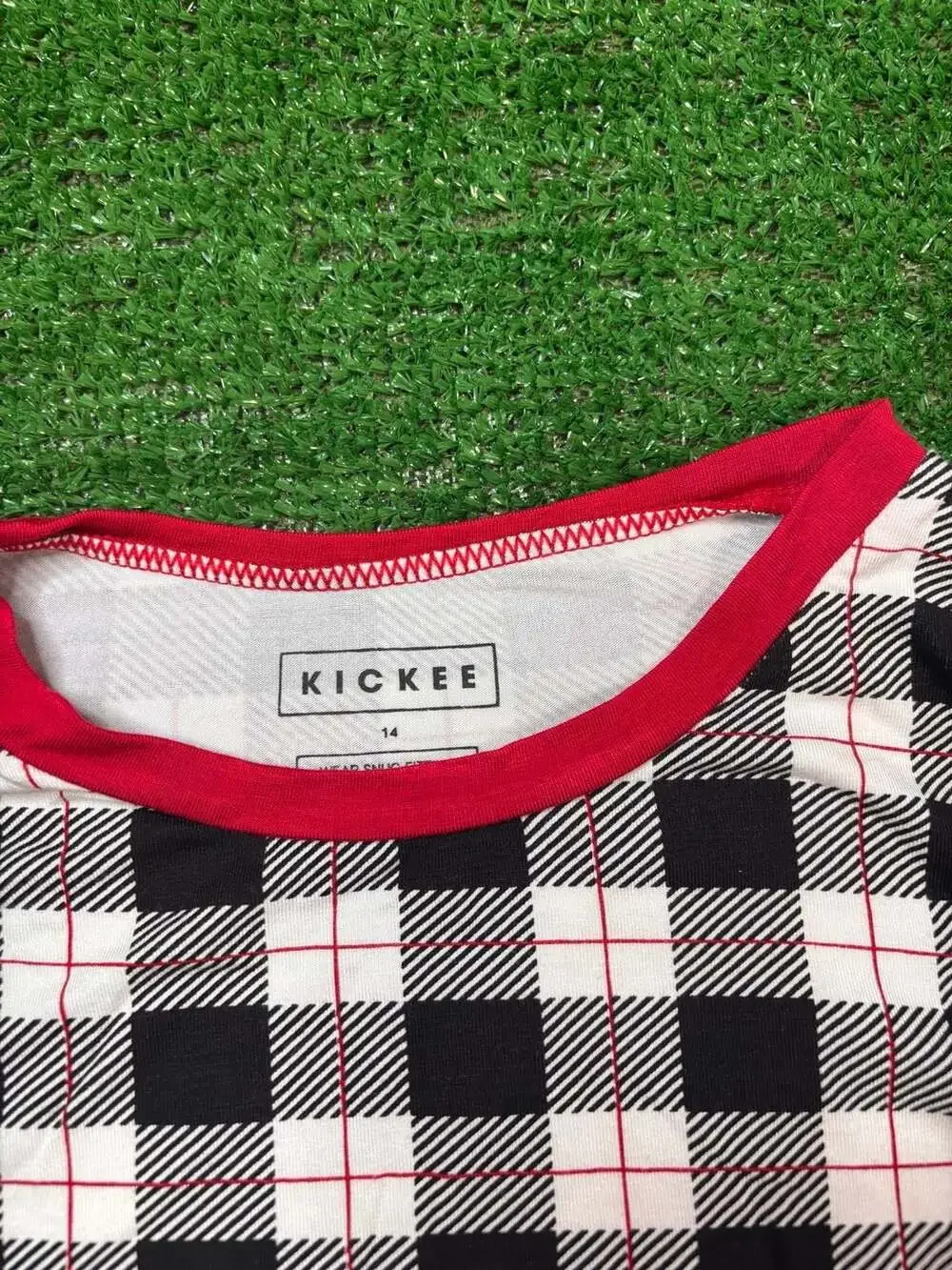 Kickee Buffalo Check Pajama Set Size 14 Black White Red Plaid Long Sleeve